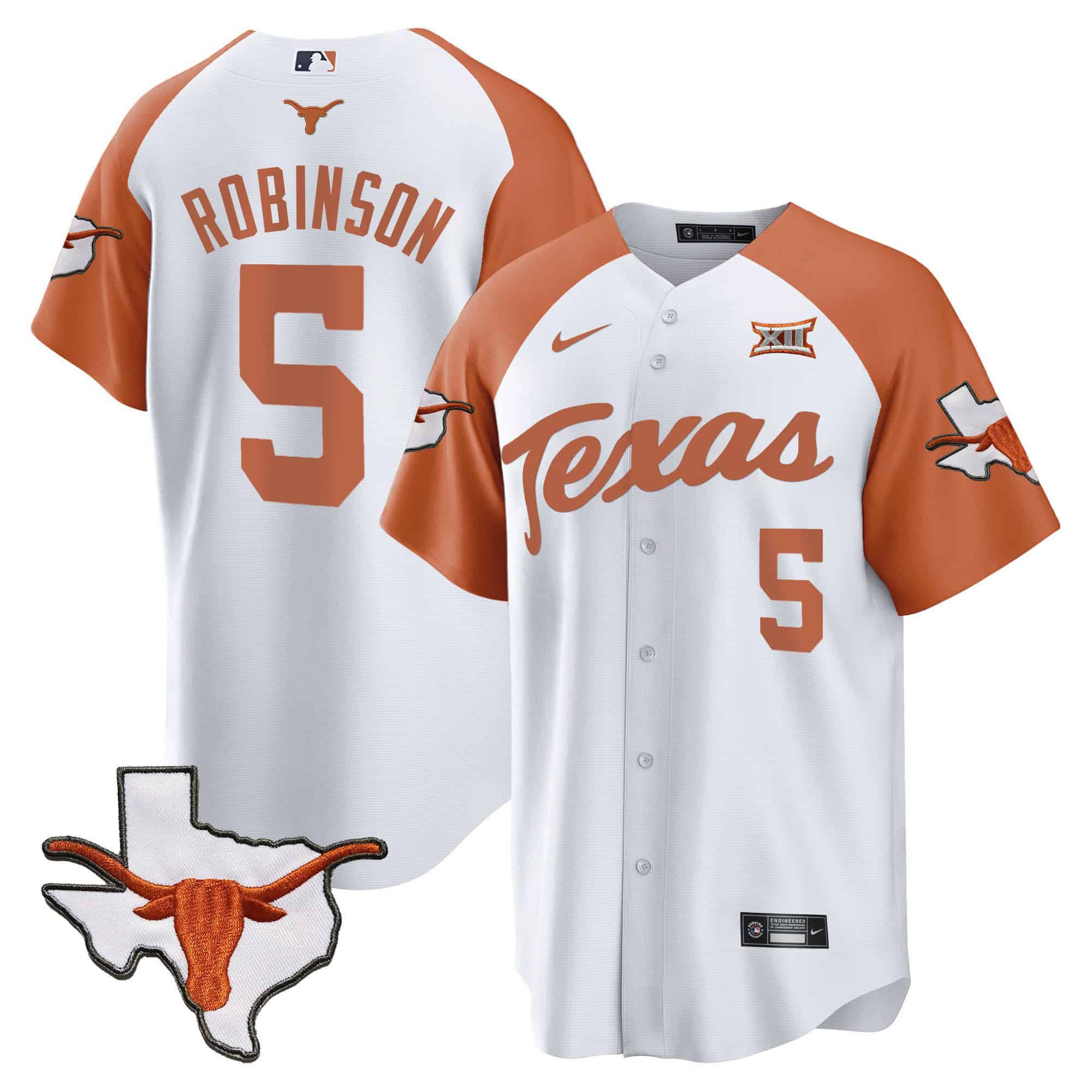 Men Texas Longhorns #5 Robinson White 2024 Baseball NCAA Jersey style 2->indianapolis colts->NFL Jersey